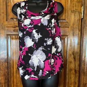 Kasper Asymmetrical Tank Top Black and Purple